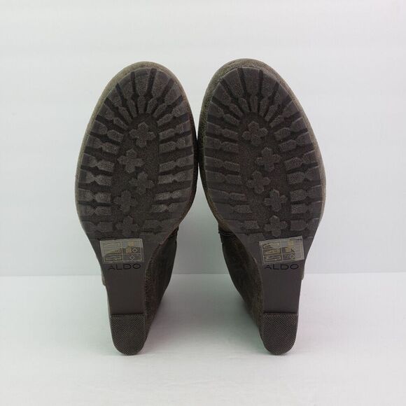 Aldo Womens Size 9 Gray Leather Fashion Hidden Wedge Zip Up Ankle Booties Shoes - Picture 8 of 12